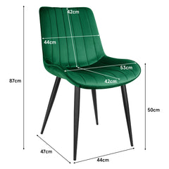 Green dining Room Chairs,Velvet Upholstered Seat,Metal Legs