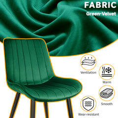 Green dining Room Chairs,Velvet Upholstered Seat,Metal Legs