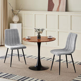 Grey dining Room Chairs, High Back,Linen cushion,Metal Legs
