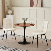 Khaki Dining Chairs,Linen,Upholstered Checkerboard Pattern