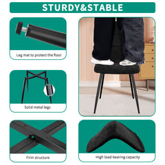 Black Dining Chairs,Linen,Upholstered Checkerboard Pattern