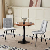Grey Dining Chairs,Linen,Upholstered Checkerboard Pattern