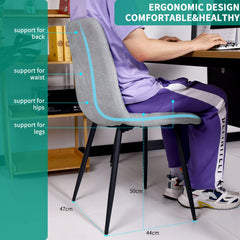 Grey Dining Chairs,Linen,Upholstered Checkerboard Pattern