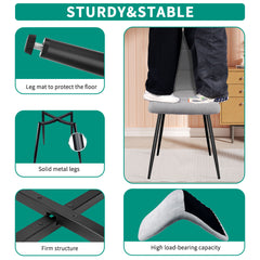 Grey Dining Chairs,Linen,Upholstered Checkerboard Pattern