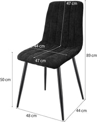 Black dining Room Chairs, High Back,Linen cushion,Metal Legs