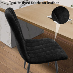 Black dining Room Chairs, High Back,Linen cushion,Metal Legs