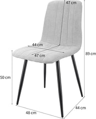 Grey dining Room Chairs, High Back,Linen cushion,Metal Legs