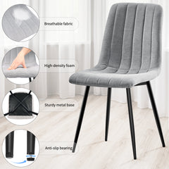 Grey dining Room Chairs, High Back,Linen cushion,Metal Legs