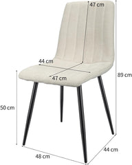 Khaki dining Room Chairs, High Back,Linen cushion,Metal Legs