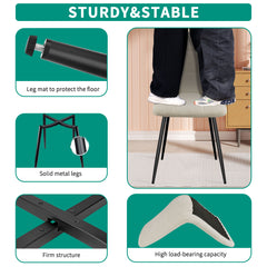 Khaki Dining Chairs,Linen,Upholstered Checkerboard Pattern