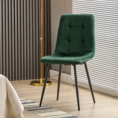 Dark Green upholstered dining chairs,high back and Dutch velvet, metal base.