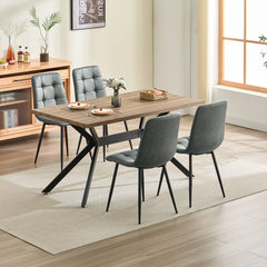 Dark Gray Dining Chairs,Faux Leather,Upholstered Chair with Metal Base.