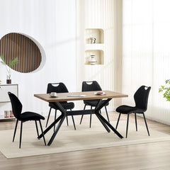Black Dining Chairs, Fabric, Upholstered Seat Backrest  Black Metal Legs.