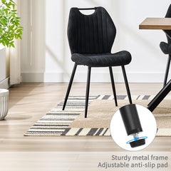 Black Dining Chairs, Fabric, Upholstered Seat Backrest  Black Metal Legs.